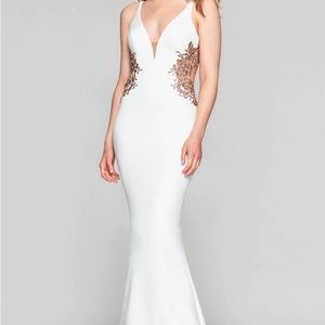 White prom dress open back